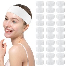 150 Pcs Disposable Facial Spa Headbands, White Stretchable Non-Woven Fabric F...