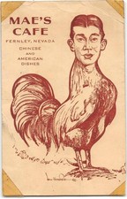 Fernley, Nevada MAE'S CAFE Chinese Food Chicken George Gee '30s Vintage Postcard