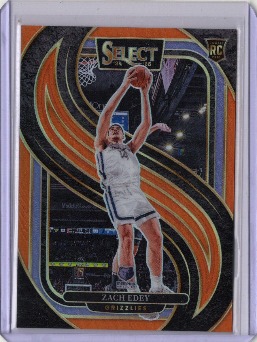 2024-25 Panini Select #192 Zach Edey Orange Prizm #/65