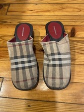Burberry Plaid Open Back Suede Clogs- Size 36
