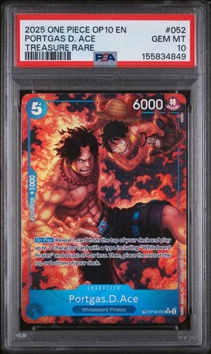 Portgas.D.Ace (TR) OP08-052 Royal Blood PSA 10 Treasure Rare One Piece
