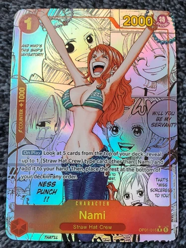 ART CARD ~ One Piece NAMI Manga Alt Art Textured ENGLISH ~ Luffy Zoro Boa Robin