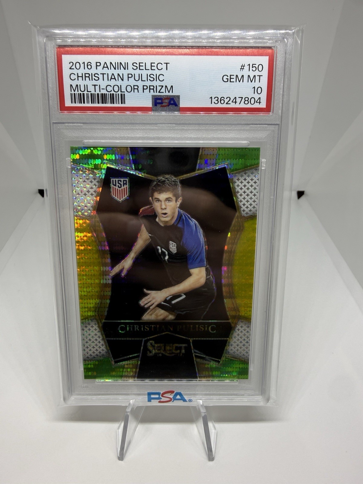 2016 Christian Pulisic Panini Select World Cup 150 Multi Color PSA 10 Gem Rookie