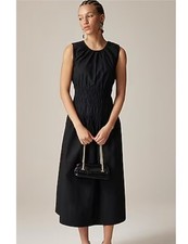 J Crew Hyacinth Smocked Black Sleeveless Midi Dress Size Small New