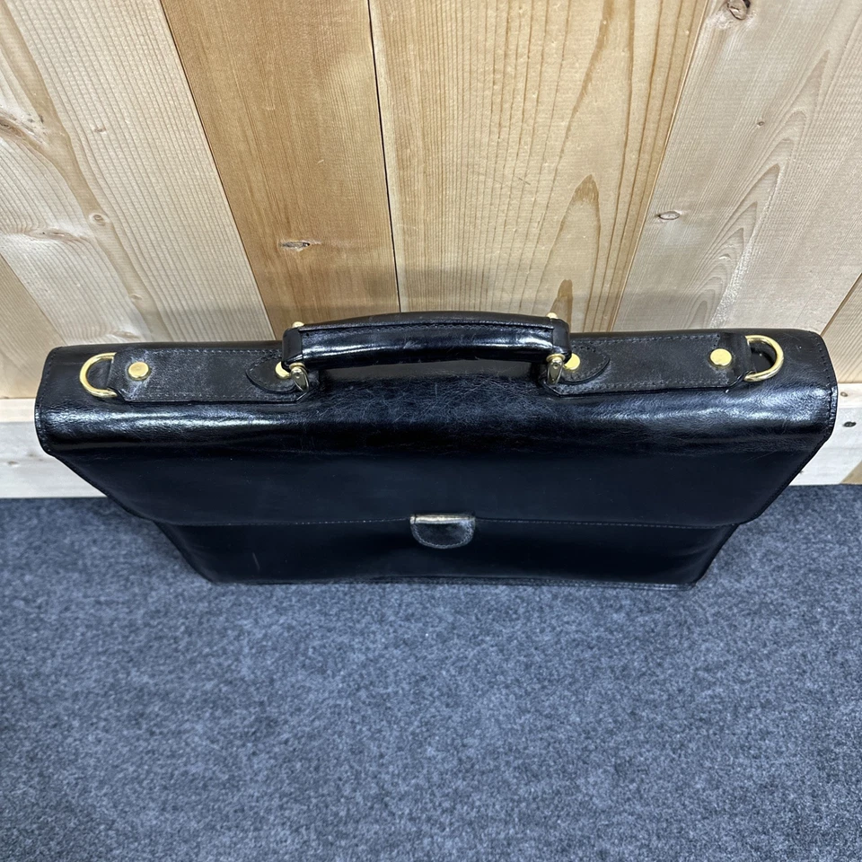 Maletín Bosca Vintage Cuero Negro Abogado de Negocios Italiano Sin Correa Foto 3 de 4