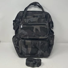 Lug Via 2 Convertible Backpack Travel CarryOn Tote Bag Bouquet Gray Brown