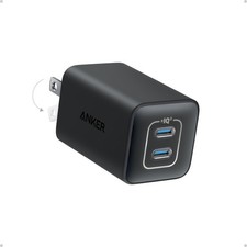 Anker Nano 47W USB C Charger, 2 Port Compact Foldable GaN Charger for Black