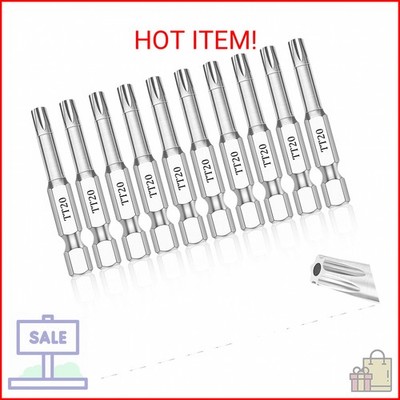 T20 Torx Bits(10-Pack 2 Inch), 1/4 Inch Hex Shank S2 Steel Magnetic Security Tam