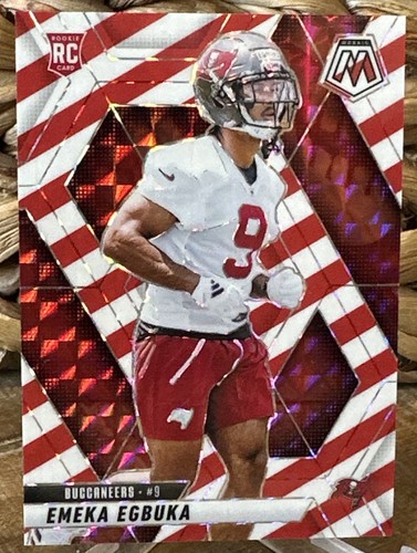 EMEKA EGBUKA 2025 Panini Mosaic #376 Red and White Stripe Prizm Rookie RC BUCS