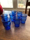 Cobalt Blue Glasses Maryland Glass Co. RING O RING Flat Juice  Set Of 7