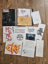 RARE LOT OF ORIGINAL HEAVY METAL ART GRAFFITI DRAWING MAGAZINE PAGES IN FOLDER