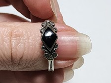 Vintage Sterling Silver 925 Black Onyx Ring Size 8.75