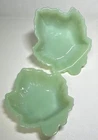 Fire King Jadeite Green Milk Glass Lotus Leaf-Shaped Bowls Set of 2