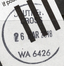26 MAR 2018 dated complete CIRCULAR postmark SOUTHERN CROSS, WA 6426