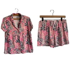 Vera Bradley Playful Bird Floral Pattern 2 Piece Pajama Set Women s Medium