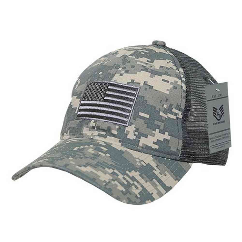 Rapid Dominance Ripstop Men's Embroidered USA Flag Trucker Cap Hat Camo Digital