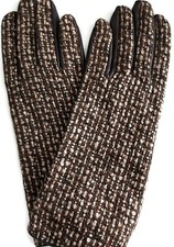 Women's Boucle Leather Palm Gloves Brown, XLarge.