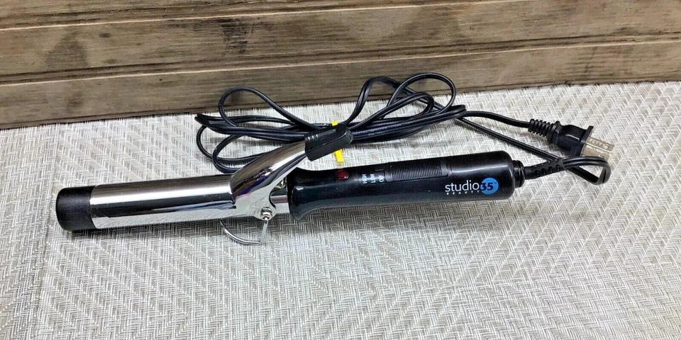 Plancha rizadora de cabello STUDIO 35 modelo de belleza SWIR1922 negra de viaje barril de 1" FUNCIONA Foto 2 de 4