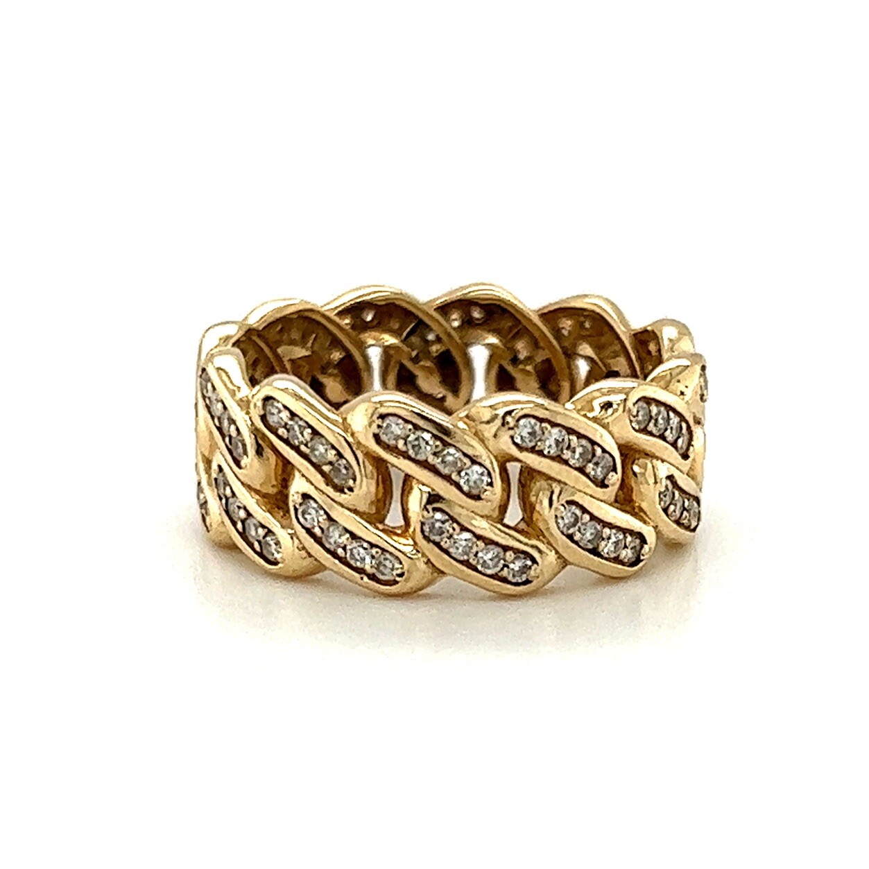 14K Yellow Gold Diamond Wedding Band with Chain Link Design-image