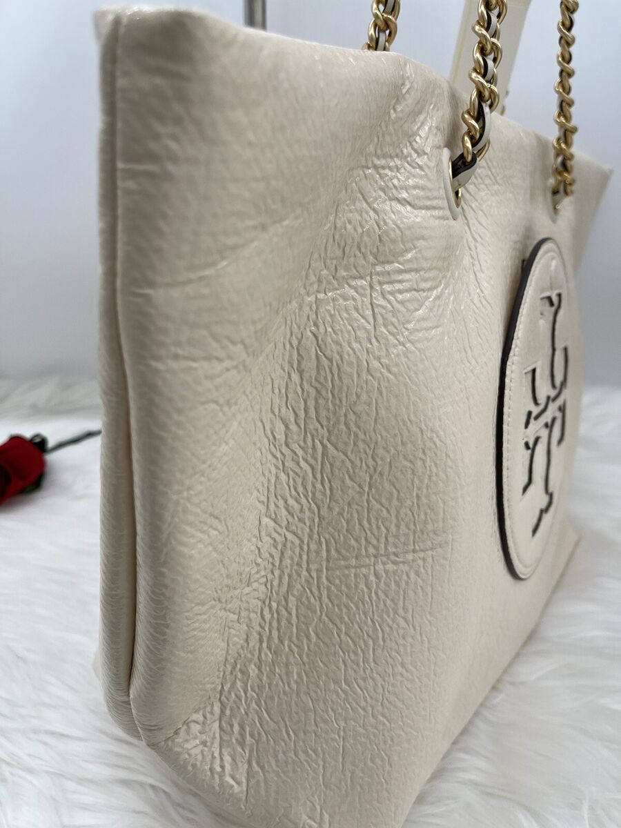 TORY BURCH 169956603 関税送料込 AUTH NWT $358 TORY BURCH ELLA Logo Crinkle Patent Chain Tote