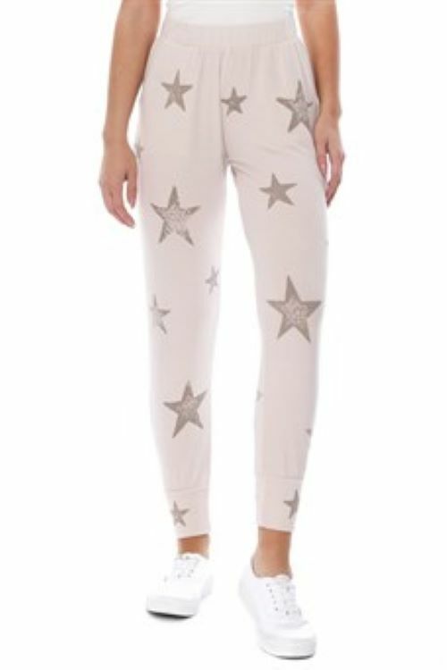 T-PARTY Light Taupe Star Batik Loose Soft Jogger Yoga Sweatpants