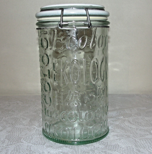 Bote de tapa de bisagra reciclado verde ecológico vintage de 1 litro NO para enlatar - Imagen 3 de 8