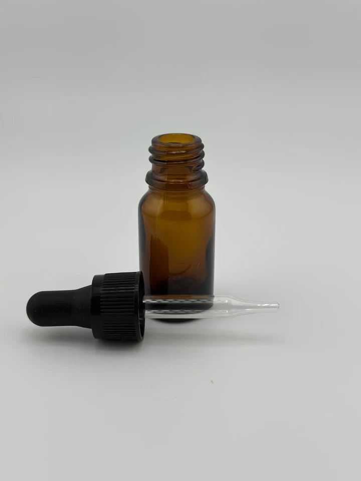 Botellas de vidrio redondas Boston ámbar 144 piezas 1/2 oz [15 ml] con gotero estándar Foto 2 de 2
