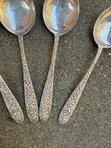 SOUTHERN ROSE by MANCHESTER SILVER CO Sterling Silver Soup Spoons 6