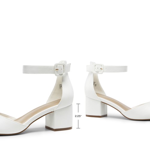 Women Low Chunky Block Heel Pumps Ankle Strap Pointed Toe Party Dress Shoes - Picture 59 of 62