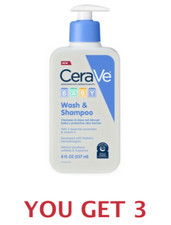 Lot Of 3 New - CeraVe Baby Wash  Shampoo Without Parabens, Sulfates  Fragrance