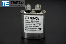 TEMCo 7.5 uf/MFD 370-440 VAC volts Oval Run Capacitor 50/60 Hz -Lot-1