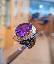 Natural Amethyst Gemstone Ring – Stunning Purple Jewelry, Ideal Xmas Gift