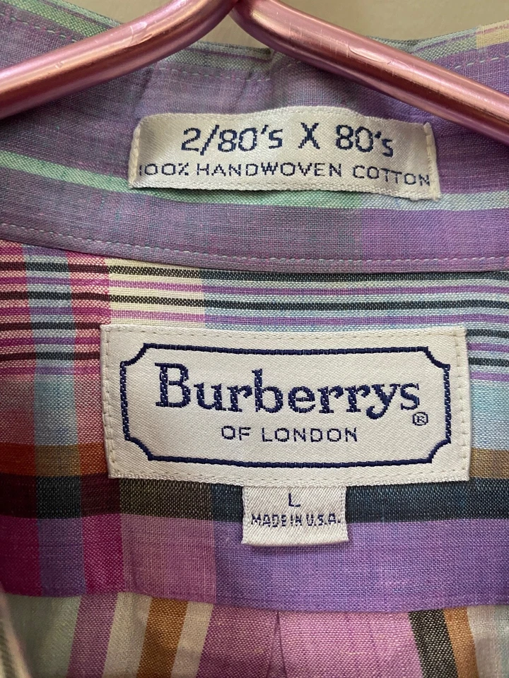 Camisa vintage a cuadros Burberrys of London para hombre L 2/80s x 80s manga larga Foto 3 de 4