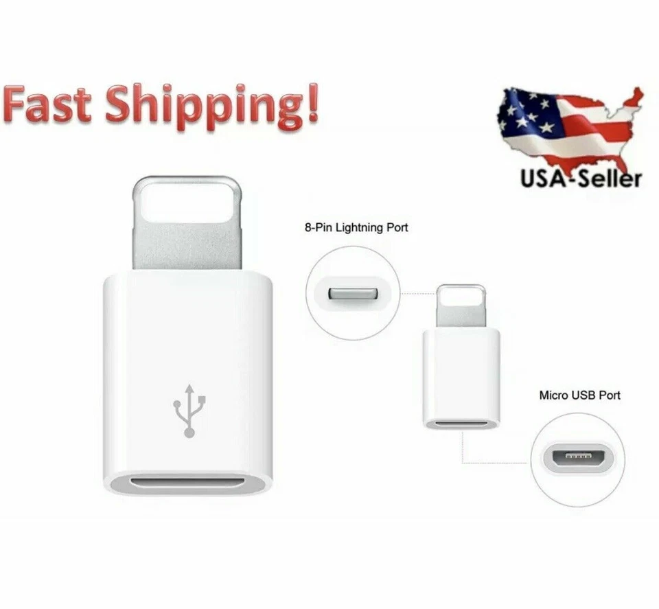 Micro USB to 8Pin Data Cable Adapter android to iPhone Converter LOT For iPhone - Image 4 of 4