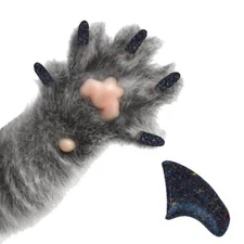 GALAXY BLACK GLITTER ~ 60 PIECE Soft Nail Caps for Cat Claws PRETTY CLAWS ~ Paws