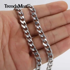 6mm Stainless Steel Chain Necklace Silver Cuban Curb Link Jewelry 18-30"