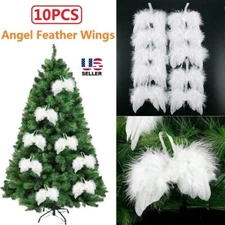 10PCS White Feather Angel Wings Christmas Tree Decorations Hanging Ornaments USA