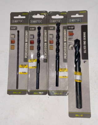 Master Mechanic Percussion Masonry Silver & Deming Drill Bit Set of 4