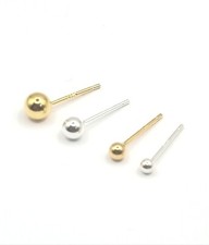 Echt 925 Sterling Silber Kugel Ohrringe Ohrstecker   Gold Silber