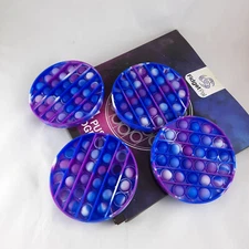 4 Piece Push Pop Fidget Toys Round - Multi-color Blue, Purple, White