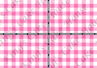 Rosa Gingham Essbare Kuchenfolie, Zuckerguss Blätter.