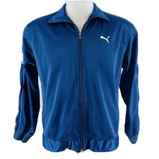 PUMA Boys Size XL 18-20 Track Jacket Athletic Work Out Blue and White    T3