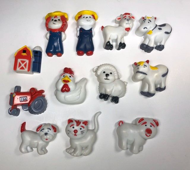 Vtg Refrigerator Farm Animals Barn Farmer Plastic Set of 12 Retro eBay