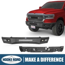 Hooke Road Front Bumper Rear Bumper w/LED Light Fit Dodge Ram 1500 2019-2024