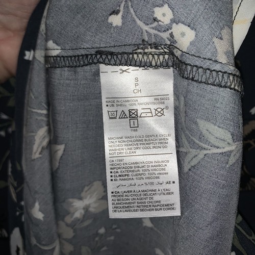 Womens S OLD NAVY Grey Floral Birds Maternity 3/4 Sl FALL Empire Swing Dress NEW - Picture 7 of 12