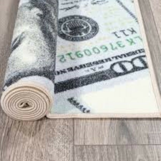 100 dollar bill rug black