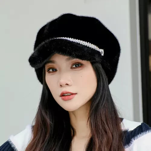 Girls Real Fur Beanies Fashion Ladies Warm Winter Princess Cap Elastic Mink + Fox Fur Russian Women Winter Caps Knitted Fur Hat