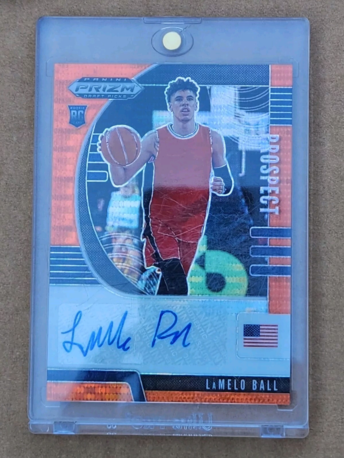 2020-21 Panini Prizm Draft Picks Prospect Auto. Orange Pulsar Lamelo Ball 42/49