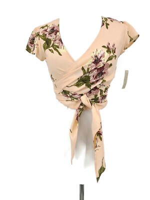 New Flynn Skye Thats A Wrap Crop Top Womens XS Flutter Blush Gatherings Pink Flo