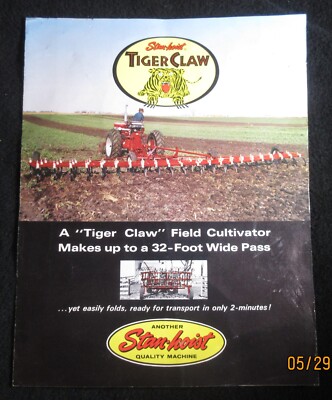 Vintage Stan-Hoist Tiger Claw Field Cultivator Fold-Out Brochure Wagon Loader